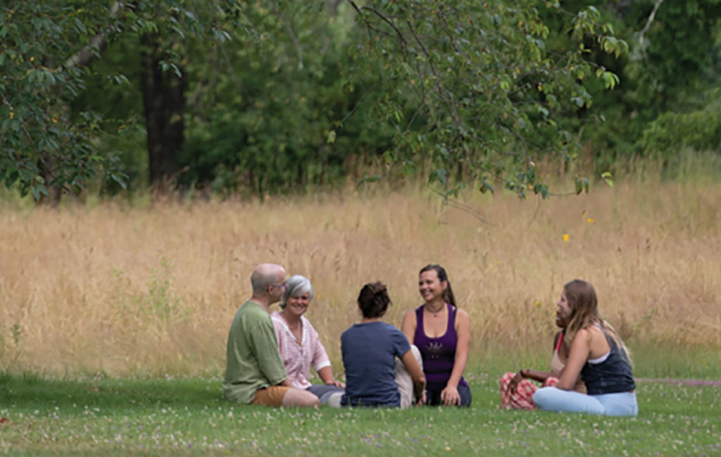 group in grass